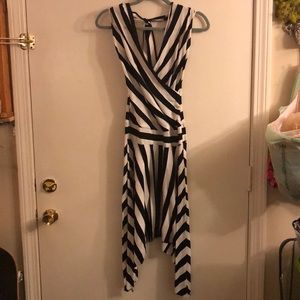 Mandees asymmetrical halter stripe dress